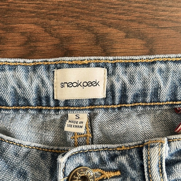 Sneak Peek Women's Distressed Denim Shorts | Blue Denim Shorts | Distressed - Picture 2 of 9